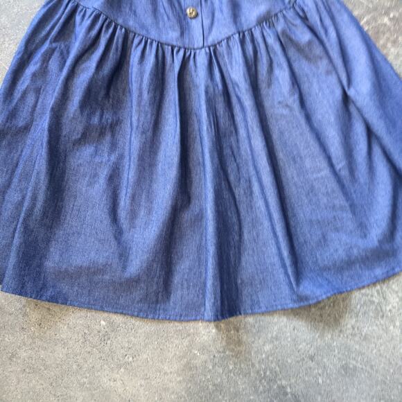 Vintage Pitchfork Denim Skirt Womens L Blue Button Front Pleated Prairie Cottage - Picture 3 of 8